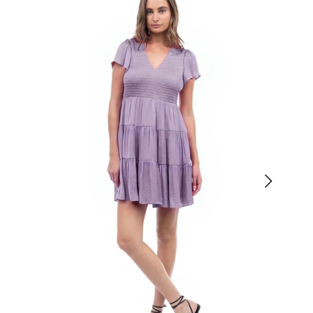 NWT Short Sleeve Smocked Tiered Mini Dress